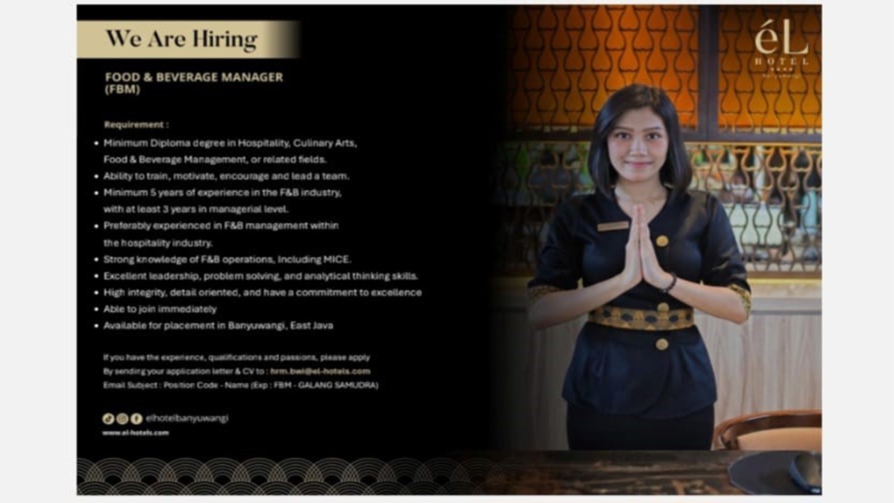 EL HOTEL MEMBUTUHKAN FB MANAGER TANGGUH